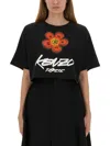 Kenzo Cropped T-shirt "futura" In Black