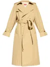Kenzo Cut-out Double-breasted Trench Coat In Neutrals
