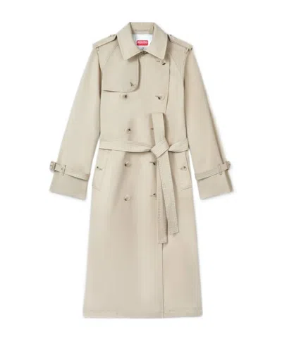 Kenzo Cut-out Double-breasted Trench Coat In Nude