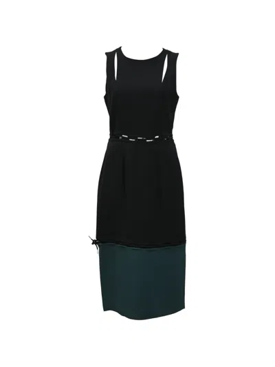 Pre-owned Kenzo Cut-out Sleeveless Midi Dress In Black