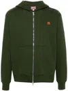 Kenzo Hooded Drop Shoulder Cotton Crewneck Sweater In Dark Khaki