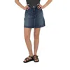 KENZO KENZO DARK STONE BLUE DENIM FLARED MINI SKIRT