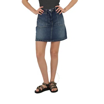 Kenzo Dark Stone Blue Denim Flared Mini Skirt