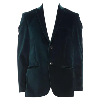 Pre-owned Kenzo Dark Teal Cotton Velvet Plus Fit Single Breasted Blazer It48 M In Green