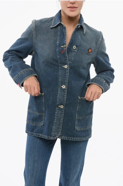 Kenzo Woman Denim Shirt Blue Size S Cotton