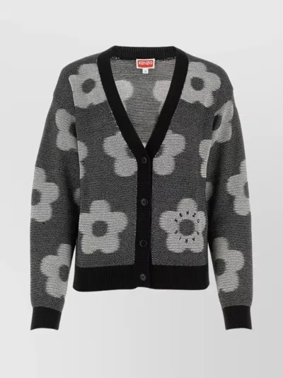 Kenzo Cardigan Flower Spot Femme Noir In Black