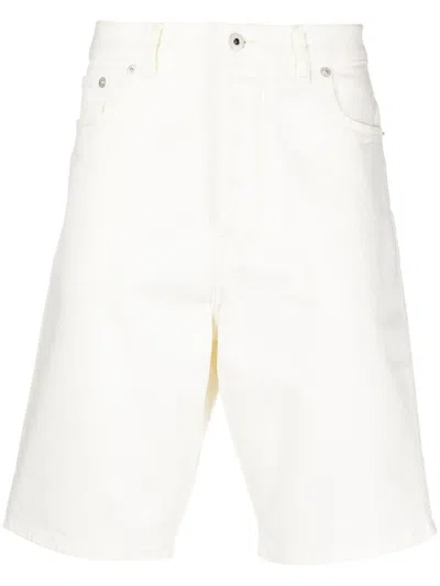 Kenzo Straight-leg Denim Shorts In Weiss