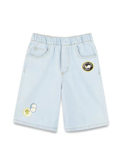 Kenzo Denim Cotton Bermuda Shorts In Multi