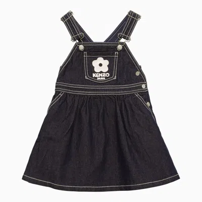 Kenzo Kids' Denim Dungarees With Logo In Blue