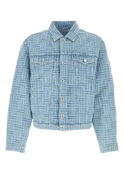 Kenzo Denim Embroidered Denim Jacket In Bleached Blue D