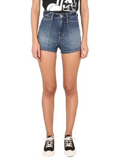 Kenzo Denim Mini Shorts In Blue