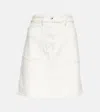 Kenzo Logo-patch Denim Miniskirt In Bleached Blue Denim