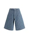 Kenzo Mens Regular-fit Weave-pattern Denim Shorts Bleached Blue Denim In Navy