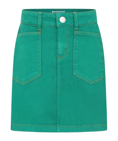 Kenzo Denim Skirt In Green