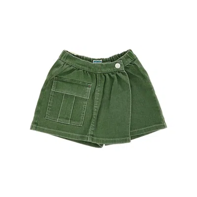 Kenzo Denim Wrapover Skirt Kids In Green