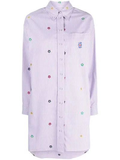 Kenzo Design-embroidered Poplin Shirtdress In White
