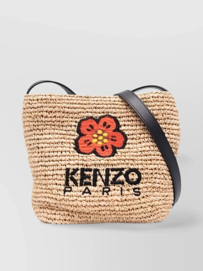 Kenzo Detachable Strap Raffia Clutch In Beige