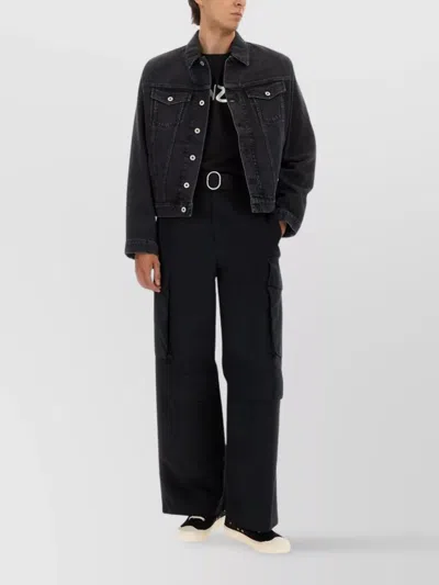 Kenzo Detail Collar Pockets Embroidered Back In Black