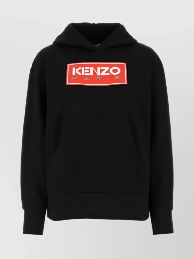 Kenzo Logo Embroidered Oversized Hoodie In Black