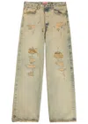 Kenzo Distressed Bleached-effect Jeans In Brown