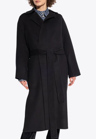 Kenzo Double-breasted Belted Coat In Black