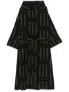 Kenzo Jacquard Wool Coat With Detachable Belt Loop In Black