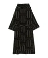 Kenzo Jacquard Wool Coat With Detachable Belt Loop In Black