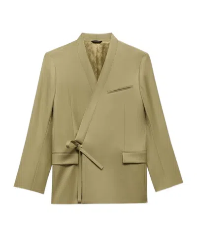 Kenzo Double Breasted Kimono Tailored Jacket In Gold