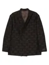 Kenzo Double-breasted Patterned Blazer In Brown