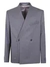 Kenzo Double-breasted Wool Jacket In Gray