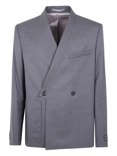 Kenzo Double-breasted Wool Jacket In Gray