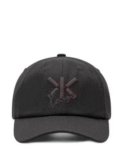 Kenzo Double K Embroidered Logo Cap In Black