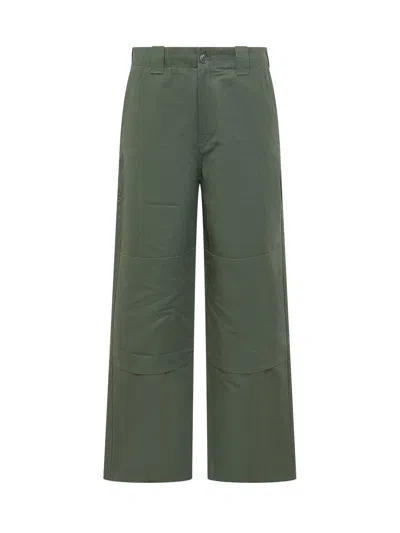 Kenzo Double Knee Chino Trousers With Pocket In Dark Khaki