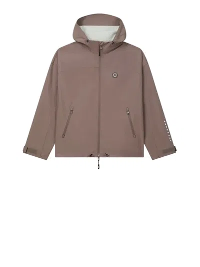 Kenzo Dove Grey Zip-up Jacket With Hood In Brown