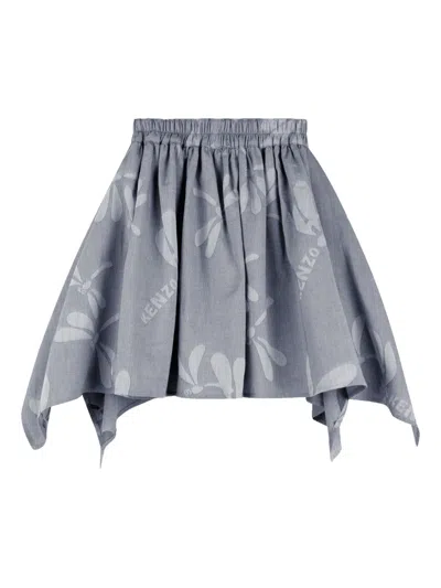 Kenzo Kids' Dragonflies Asymmetric Casual Skirt In Gray