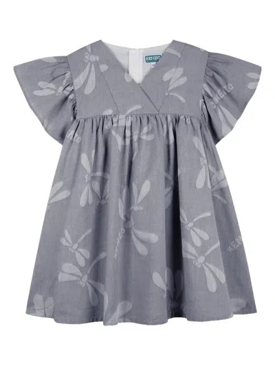 Kenzo Kids' Dragonflies Ruffled Casual Dress In Multi