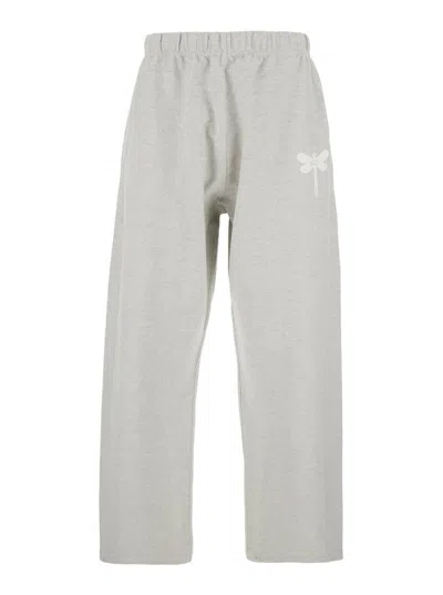 Kenzo 'dragonfly' Grey Pants With Elastic Waist And Logo Print On Side And Rear In Gray