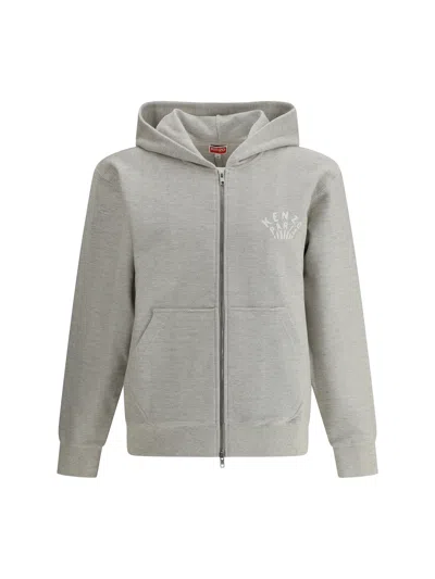 Kenzo Dragonfly Full Zip Hoodie In Gray