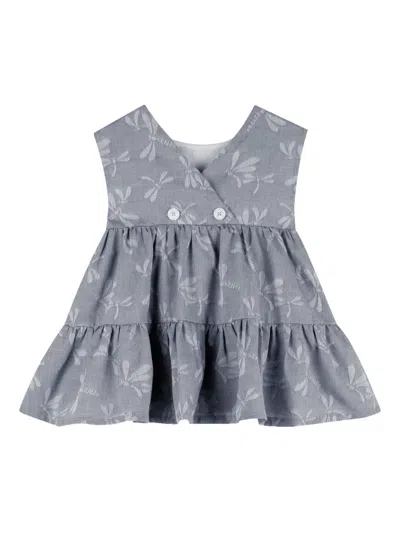 Kenzo Babies' Dragonfly-jacquard Tiered Dress In Gray