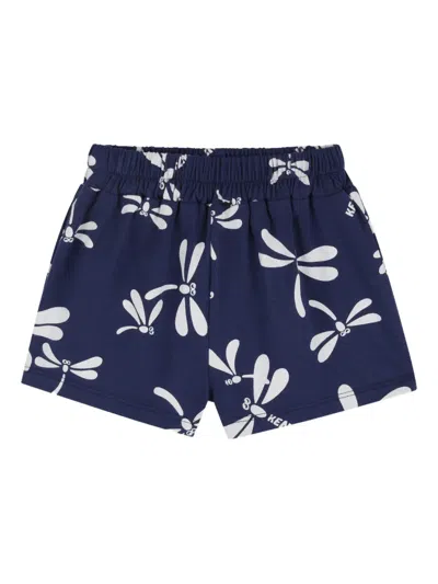 Kenzo Kids' Dragonfly-print Shorts In Blue