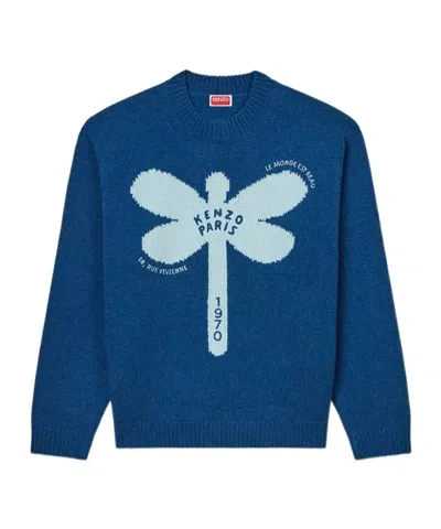 Kenzo Dragonfly Wool Sweater In Blue
