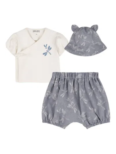 Kenzo Dragonfly-print Babygrow (set Of Three) In Multi