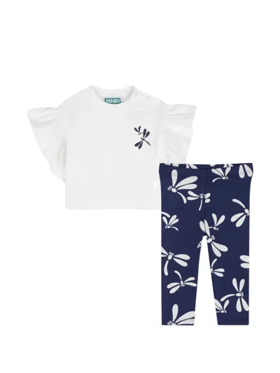 Kenzo Babies' Dragonfly-print Leggings And T-shirt Set In Blue