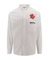 Kenzo Illustration Print Band Collar Shirt In White