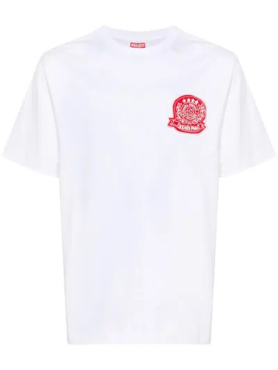 Kenzo Drawn Varsity Cotton T-shirt In White