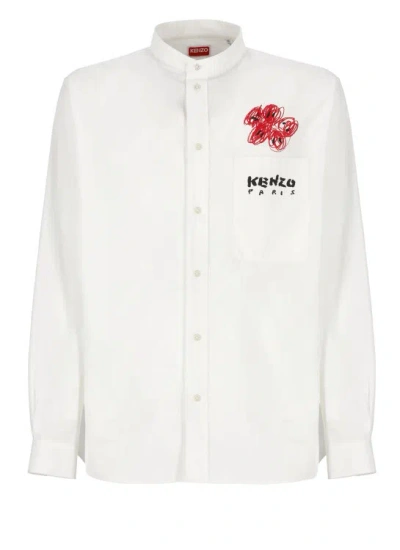 Kenzo Drawn Varsity Shirt In White