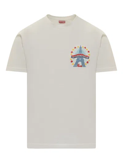 Kenzo Drawn Varsity T-shirt. In Blanc Casse