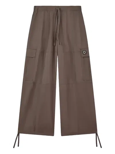 Kenzo Drawstring Cargo Trousers In Brown