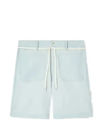 Kenzo Straight Shorts In Stone Bleach Chambray In Blue