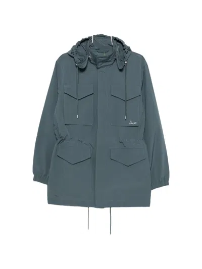 Kenzo Drawstring-hem Hooded Parka Coat In Green